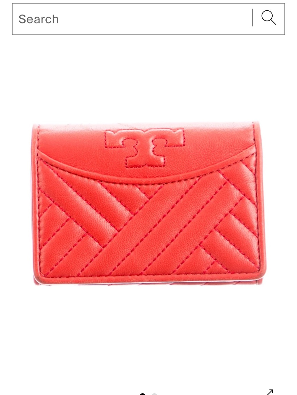 Tory Burch Red Quilted Slim Leather Card Holder